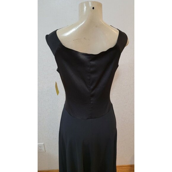 LAUNDRY BY SHELLI SEGAL  WOMEN'S BLACK  LONG COCKTAIL  DRESS SIZE 10 # 354B - Picture 5 of 12
